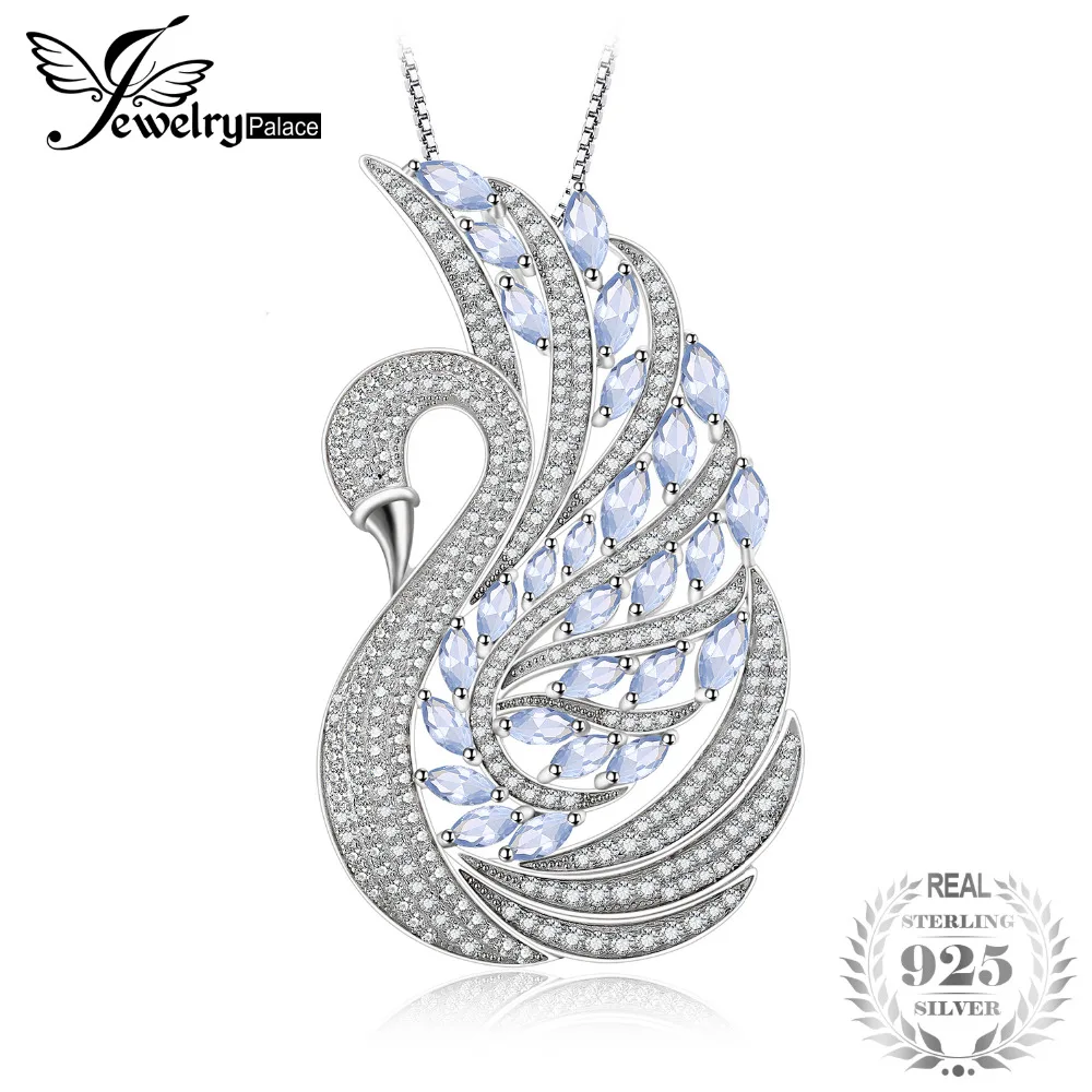 

JewelryPalace Swan 1.7ct Created Light Blue Spinels Pendant 925 Sterling Silver Hot Selling Fashion Pendant Nice Gift For Mother