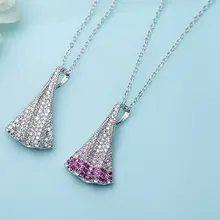 Модный фиолетовый кубический цирконий wrikle sector neckalce для