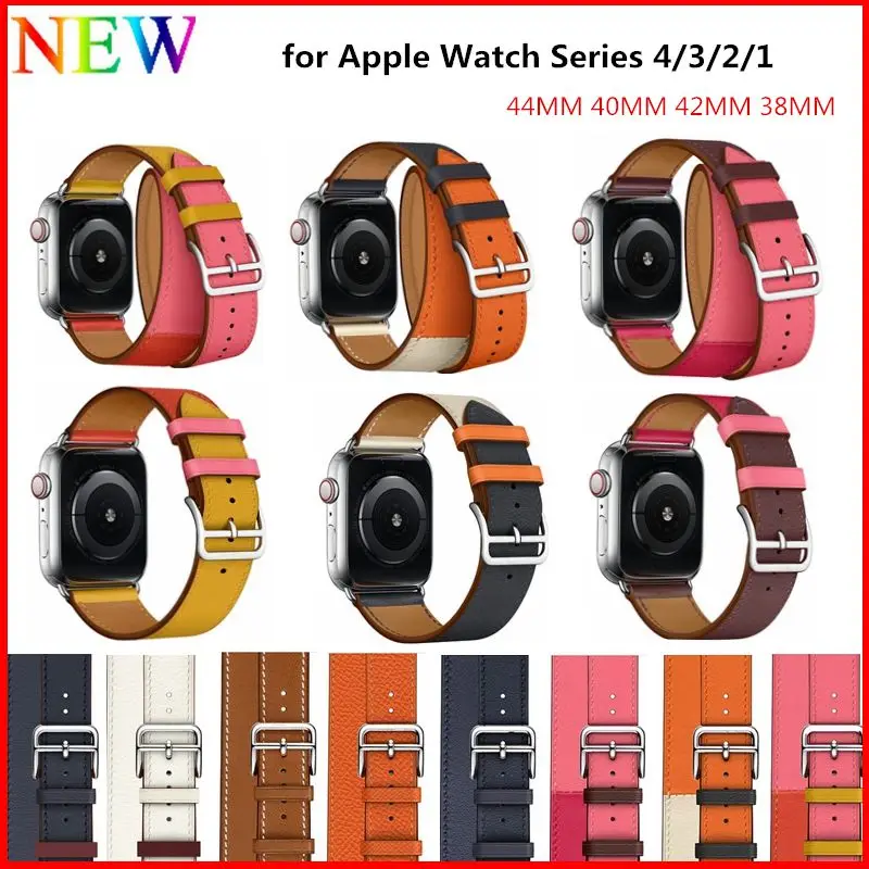 

Genuine Leather Single Tour Band For Apple Watch 40mm 44mm Series 4/3/2/1 Leather Double Tour Strap For iWatch 38mm 42mm