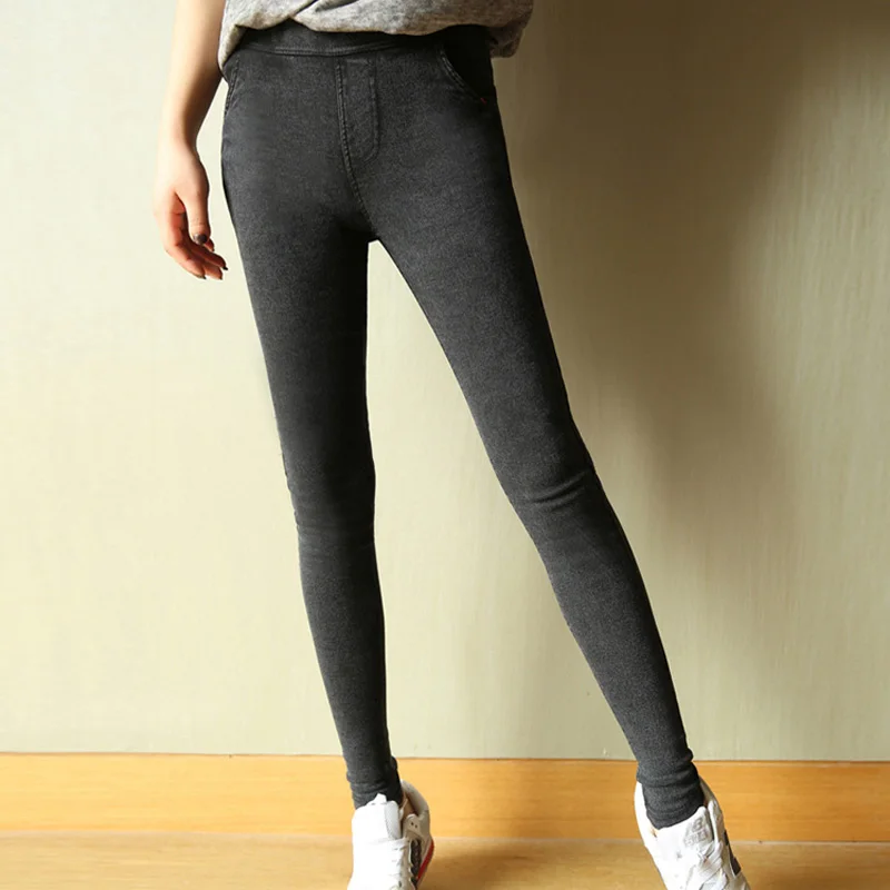 Skinny Pencil Pants Denim Effect Leggings 3