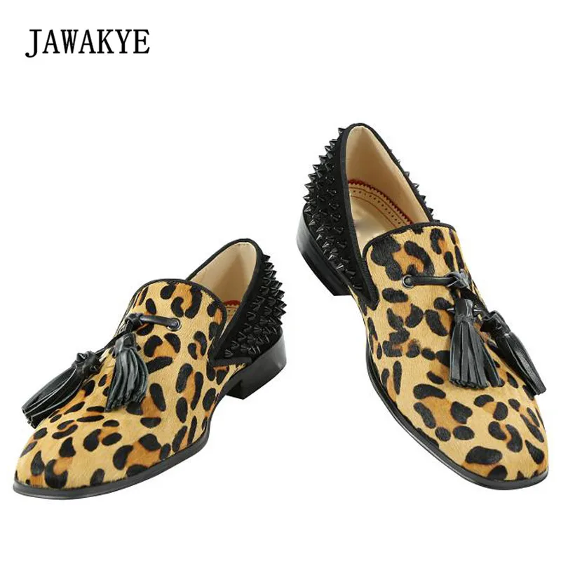 Pé Rebite Do Borla Mens Dedo Masculinos Luxo Estampa Sapatos Redondo Cabelo De 2018 Casuais Leopardo Franja Cavalo wzOxWS5XRq