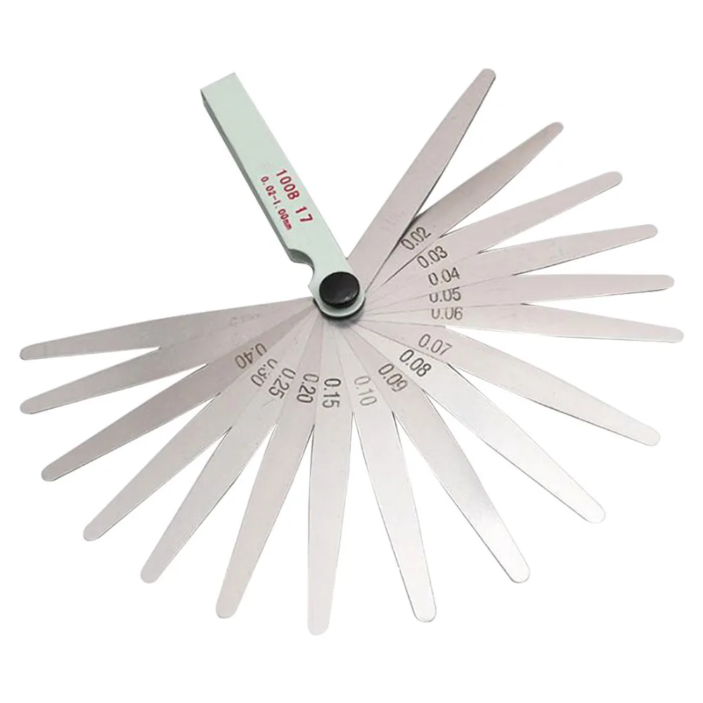 

100mm Length Metric Feeler Gauge 17 Blade Gap Filler 0.02-1.00mm Thickness Measurement Layout Tool