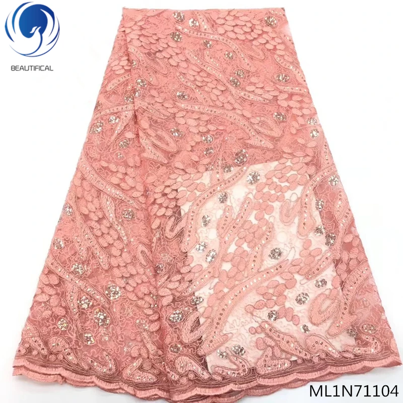 

Beautifical net laces fabrics african laces 2019 high quality lace fabrics with shiny lace fabrics for women 5yards/lot ML1N711