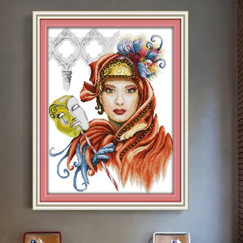 

Masquerade ball Printed Cross Stitch Kit Home Decorative painting 11CT 14CT DMC Chinese Embroidery Needlework Cross-stitch set