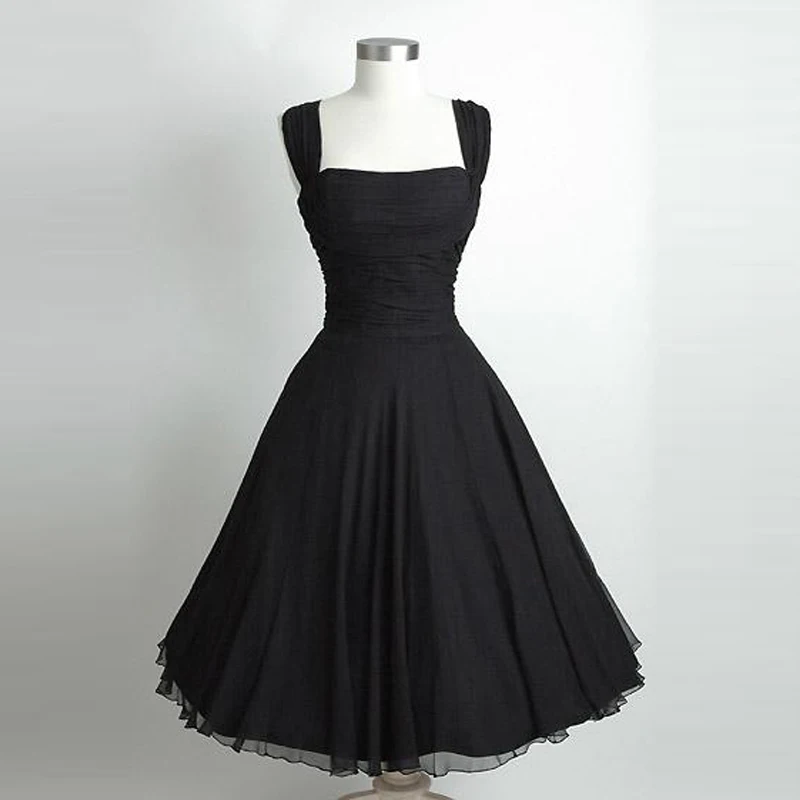 50S Short Black Vintage Hepburn Prom Party Dresses 1950's Dresses