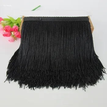 

YY-tesco 1 Yards 15CM Long Lace Fringe Trim Tassel black Fringe Trimming For Latin Dress Stage Clothes Accessories Lace Ribbon