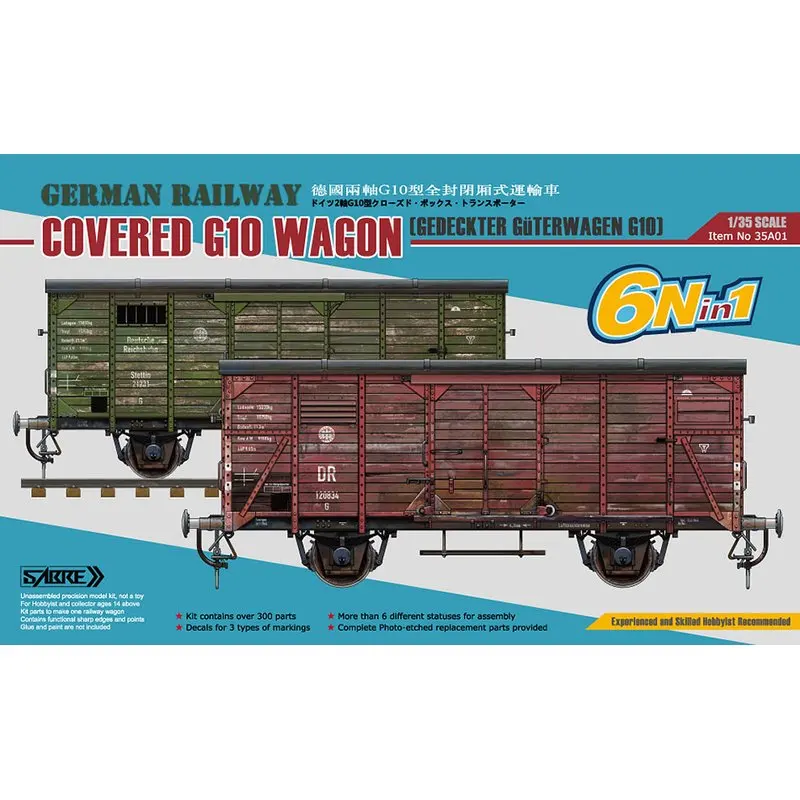 

SABRE 35A01 1/35 German Railway Covered G10 Wagon - Scale Model Kit