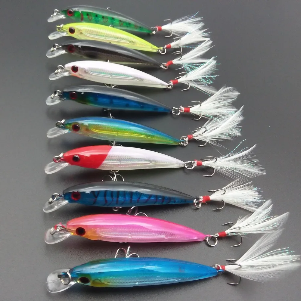 1 шт Наивысшее качество 10 Цвета 9 см 7 2g жесткие приманки Minnow для ловли рыбы бас