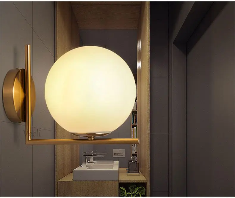Lâmpada de Parede para Sala Sala de Estar Parede do Quarto Corpo de Ferro Abajur de Vidro Luz do Banheiro Sconce Moderno Levou de Estar Luz Lâmpada Retro Casa Iluminação 6 para sala estar quarto luz parede ferro