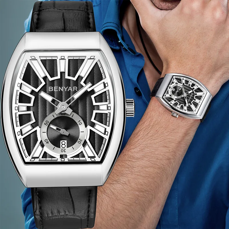

Top BENYAR Brand Quartz Leather Mens Watches Military Sport Wristwatch Luxury Business Waterproof Watch men relogio masculino