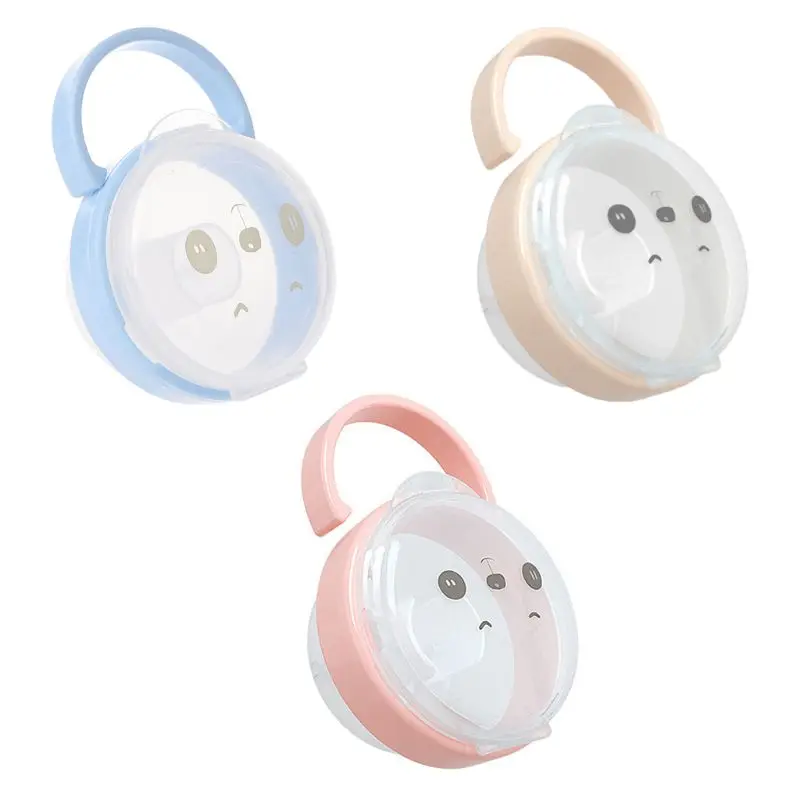 

Baby Pacifier Storage Box Cartoon Panda Pattern Pacifiers Nipple Transparent Dust Boxes Portable