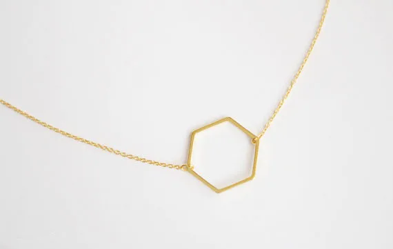 10PCS Geometric Hexagon Necklace Open 