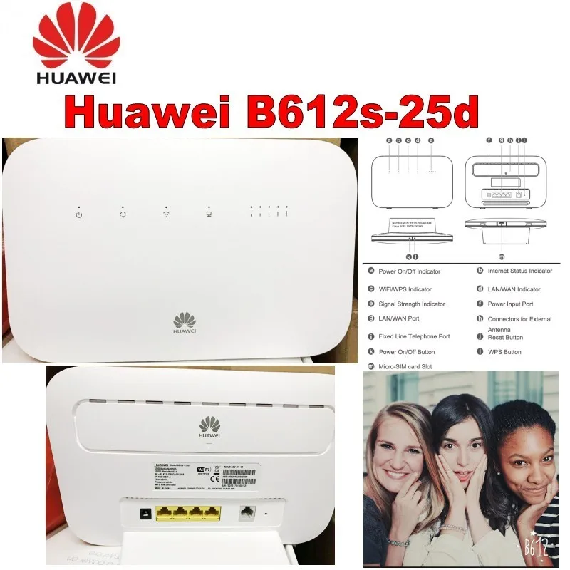 HUAWEI B612s-25d 4G маршрутизатор, sim-карта слот с 4LAN Порты и разъёмы