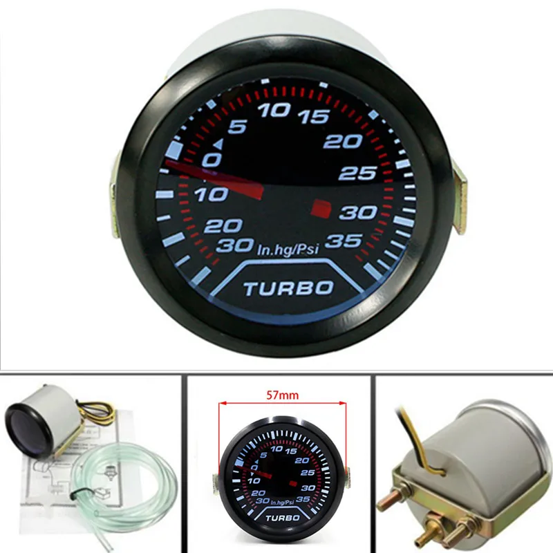 Universal Auto Turbo Boost Gauge Set 0 30in.Hg Digital Pointer Display