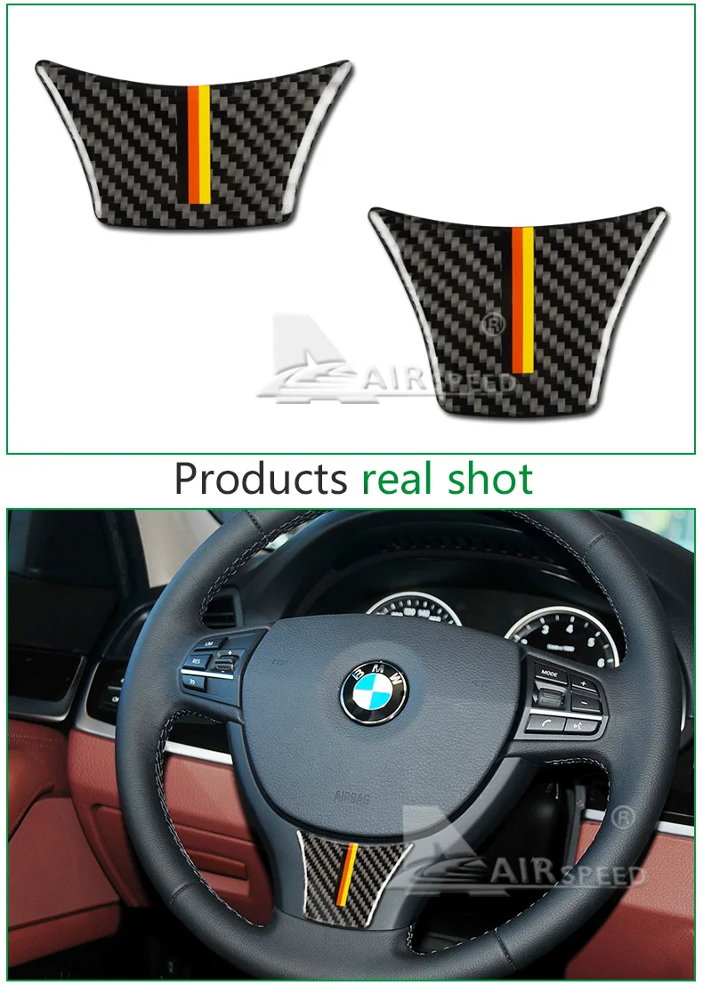 for BMW F10 F11 F07 5 Series Carbon Fiber Car Steering Wheel Stickers M Sport 530 525 520i 535i Accessories Car Styling (5)