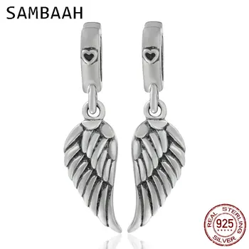 

Sambaah Dangle 1 Pair Angel Wings Charm Pendant 925 Antique Sterling Silver Wing Beads fit Pandora Women Silver 925 Bracelet