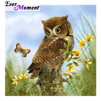 

Ever Moment Diamond Painting Owl Flower Butterfly Artwork Square Drill Cross Stitch Diamond Embroidery Decoration Home 3F1849