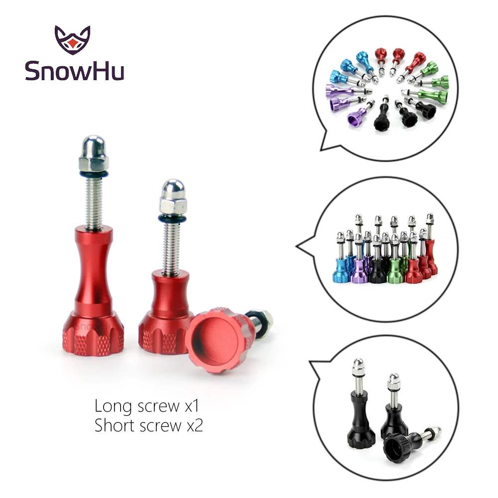 SnowHu For 1 Long +2 Short Colorful Thumb Knob Stainless Aluminum Bolt Nut Screw for Go Pro Hero 8 7 6 5 4 3+ GP50 | Электроника