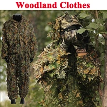 Polyester Durable Outdoor Woodland Sniper Ghillie Suit Kit Cloak Military 3D Leaf Camouflage Camo Jungle Hunting Birding comfortable military adults woodland camouflage hunting 3d leaf ghillie suits military camo covering netting jungle suits