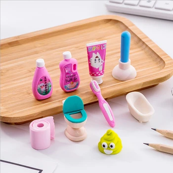 

4pcs/lot Bathroom set eraser school office rubber eraser special painting classic old brand eraserGive your child a reward gift