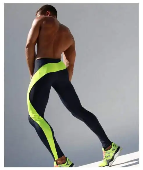 Брендовые обтягивающие мужские спортивные брюки для занятий спортом тонкие брюки для бега сексуальные мужские спортивные брюки с быстросохнущим облегающим свитером дышащие мужские брюки для бега - Цвет: C2