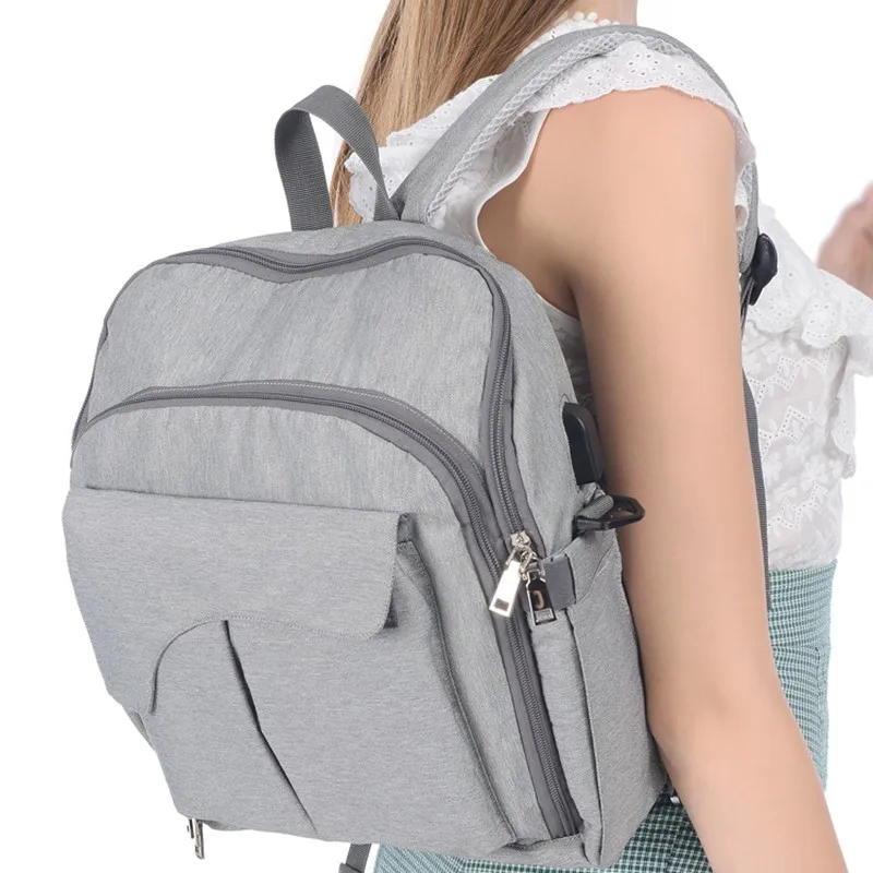 MOTOHOOD Portable Baby Seat Baby Diaper Bags Backpack Waterproof USB Stroller Baby Bag For Mom Organizer Maternity Bag  (9)