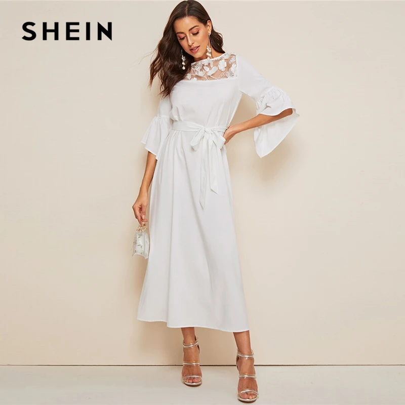 SHEIN متعدد الألوان تعادل عارية الذراعين الاستوائية طباعة الصيف بوهو مثير اللباس المرأة كم كاب صالح ومضيئة العميق V الرقبة البسيطة فساتين