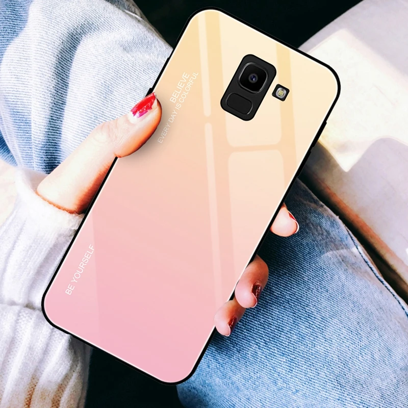 

Luxury Cover Case For Samsung Galaxy A5 A7 2017 J4 J6 J8 2018 Coque Glass Case For Samsung Galaxy A7 2018 A6 A8 Plus A750 Fundas