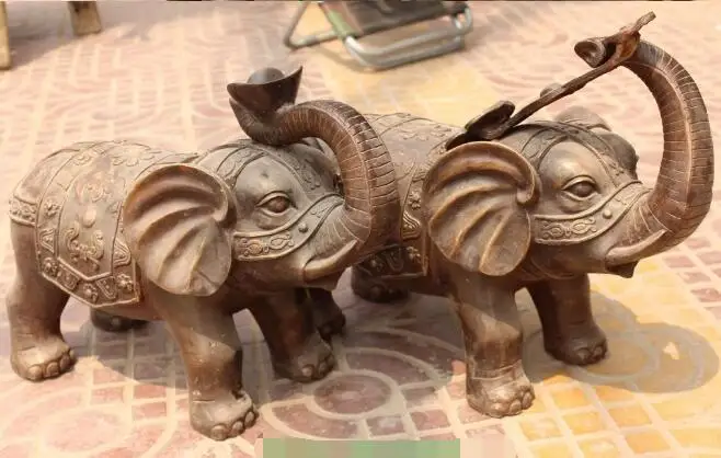 S2351 19 &quotКитайский Бронзовый Жуй YuanBao Благоприятный Слон Heffalump Животных Статуя