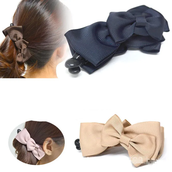 

New High-grade fabric double bowknot Banana Hair Clip For Girls Barrette Hair Accessories For Women crab claw clip hairpin