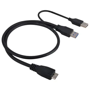 

100Pcs 1.5FT Dual USB 3.0 A Male to Micro USB 3 Y Splliter Type A cable with extra usb Power Data Cable for 2.5" Mobile HDD