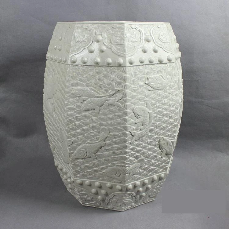 Jingdezhen Porcelain Garden Stool Ceramic Stool For Dressing Table Chinese Blue And White Garden Stool Vintage Fish Carving Stools Ottomans Aliexpress