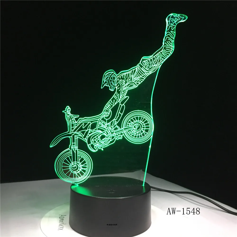 Грязь в форме велосипеда светодиодный ночной Светильник Мотокросс Мотоцикл 3D Акриловый светодиодный настольный светильник 7 цветов ночной Светильник Touchs RC лампа AW-1548