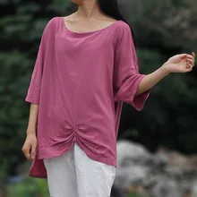 Женская летняя футболка; модная обувь для отдыха; Удобный однотонный свободные большие размеры с О-образным вырезом с коротким рукавом для девочек футболки N381