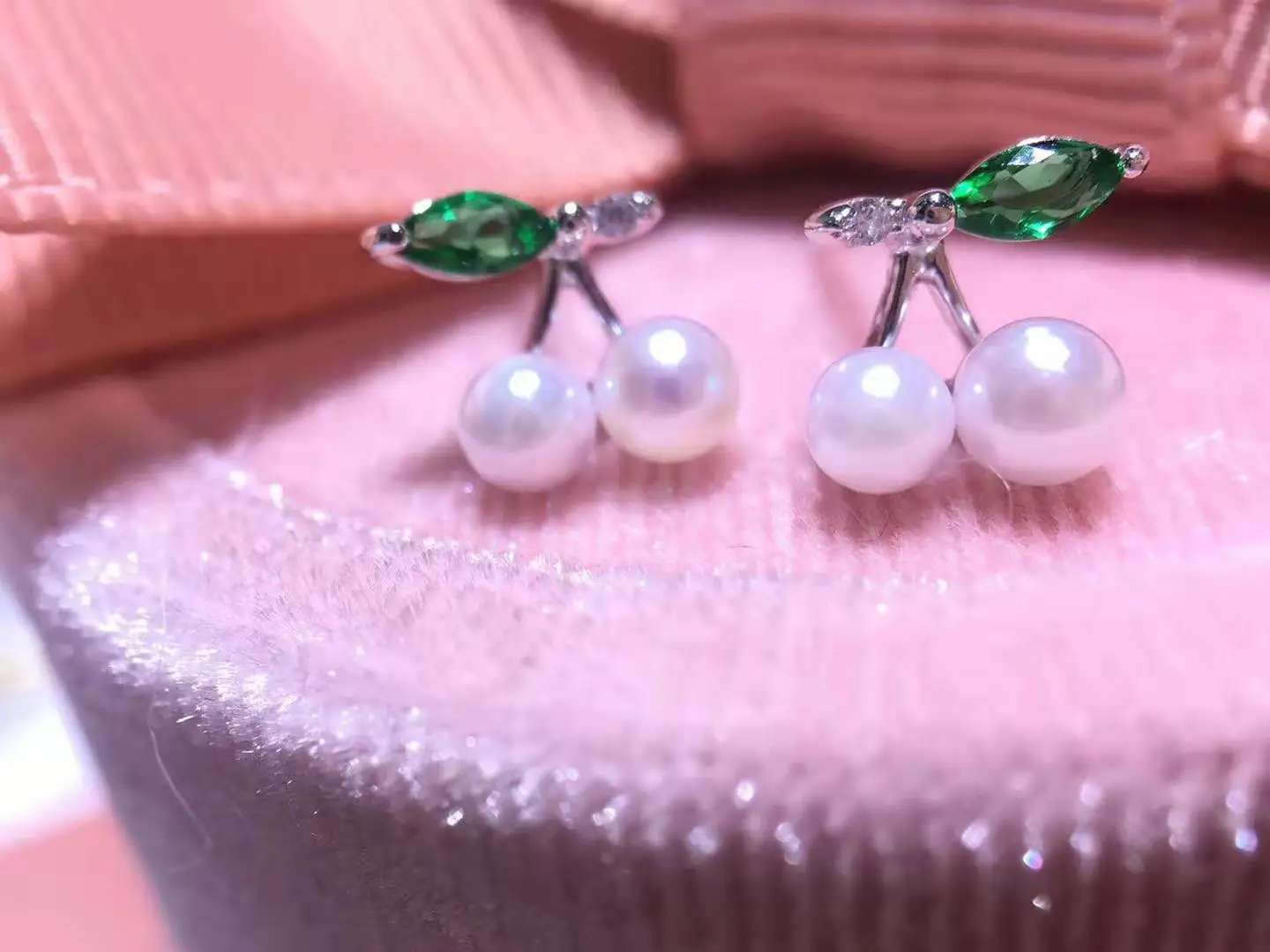 Green Leaf Cherry Earrings Settings S925 Sterling Silver Stud Components Lady DIY Handmade Jewelry Accessory | Украшения и