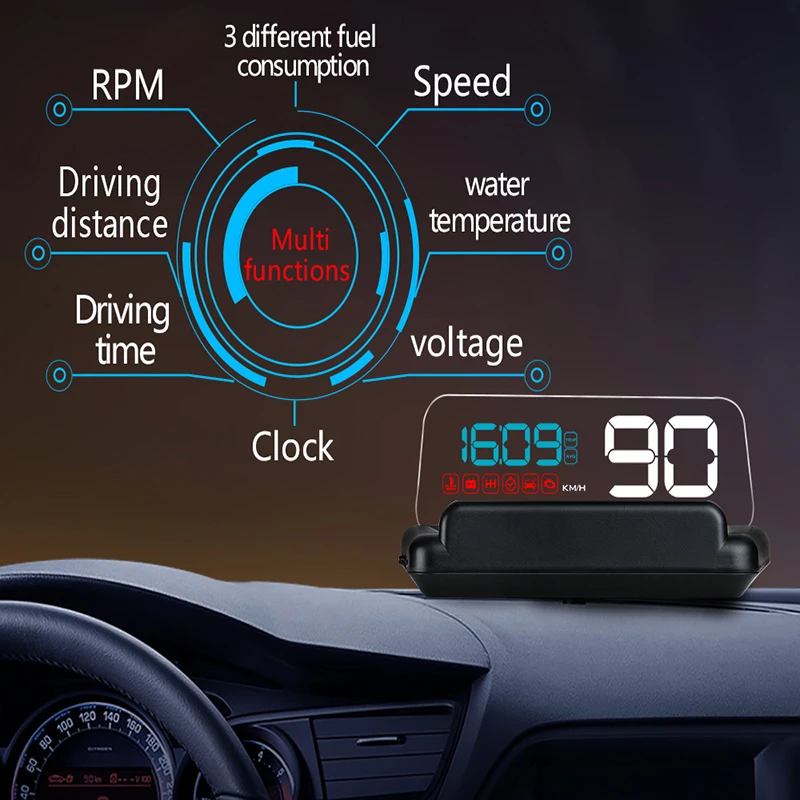 HUD Display OBD2 Head High Visualization HUD Digital Light Sensor Performance Competitive Direction Driving Mileage Altitude Time Travel Speed Alarm C500 HUD Display OBD2 Head High Visualization HUD Digital Light Sensor Performance Competitive Direction Driving Mileage Altitude Time Travel Speed Alarm C500