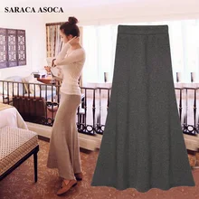 Высокая уличная осень зима длинная труба плюс бархат Плотная юбка для девочек эластичный пояс до середины икры Русалка бюст юбки женщин