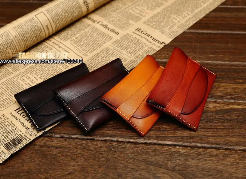 vegetable Tanned Leather Classic Style Business Card Wallet and Credit Card Holder and Card Wallet Cowhide Real Leather (2)