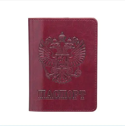 Русский Оли двуглавый орёл красный Международный стандартный размер обложка паспорта встроенный RFID Блокировка защиты персональной информации - Цвет: dark red