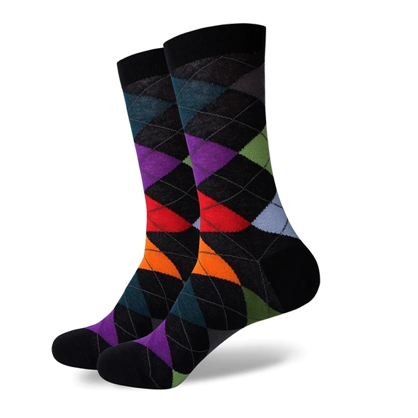 Разноцветные носки с Аргайлом, забавные мужские хлопковые носки, подарок на свадьбу, носки,, размер США(7,5-12 - Цвет: 413