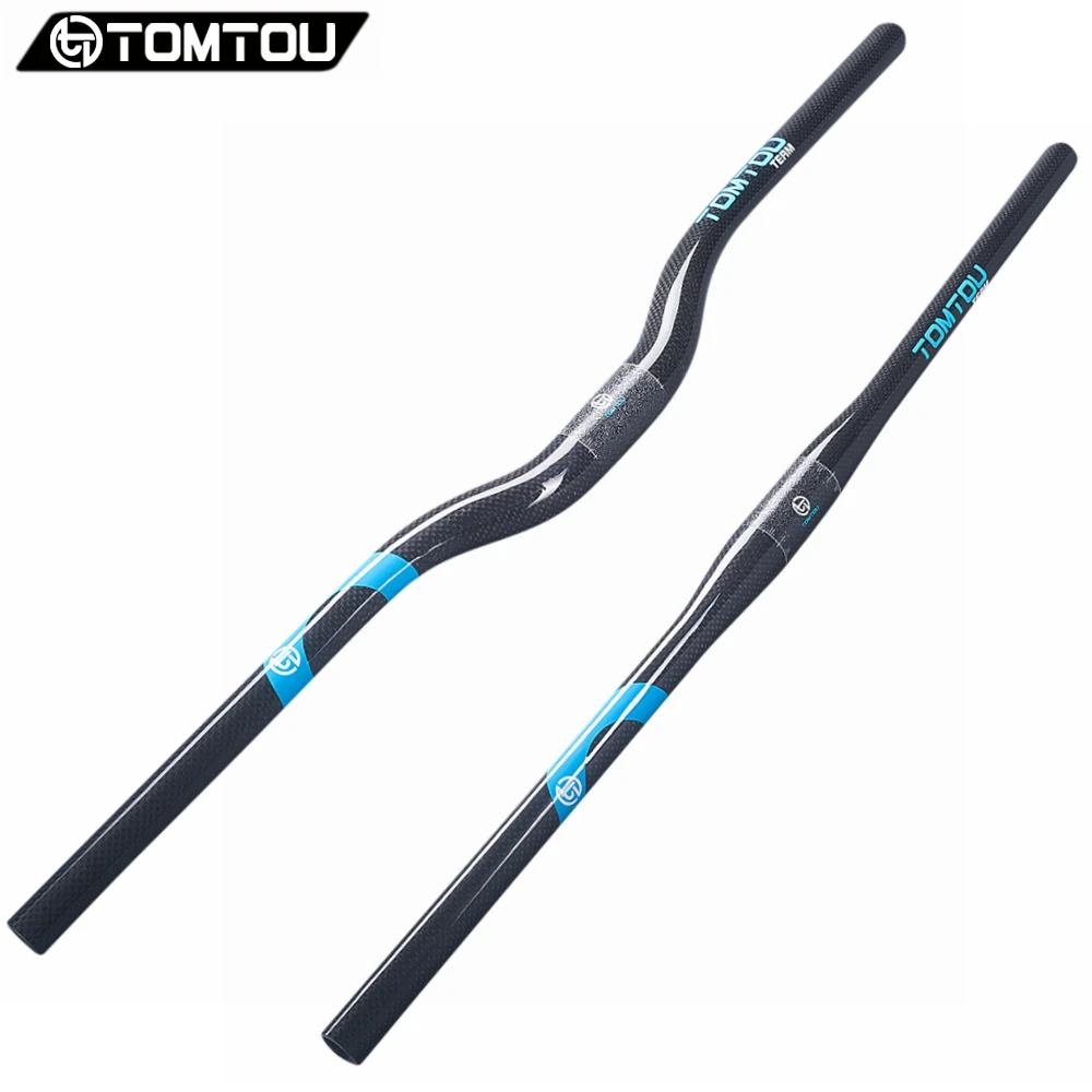 

TOMTOU Full 3K Carbon Fiber MTB Handlebar Riser/Flat 31.8mm Clamp 600 - 760mm Long Mountain Bike Parts Blue - TC2T97