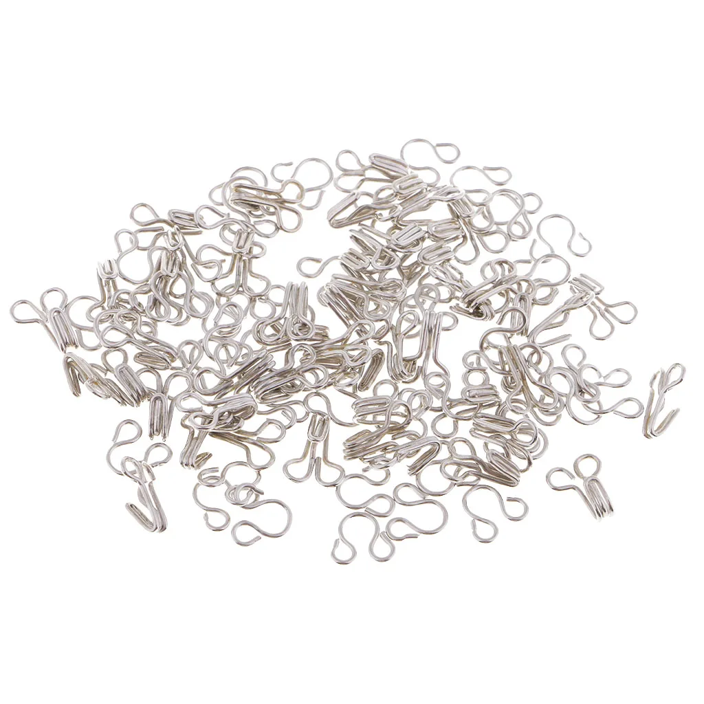 50 Sets Silver Black Metal Hook and Eye Closure Sewing Fasteners for Fur Dress Skirt Collar Bra Sew