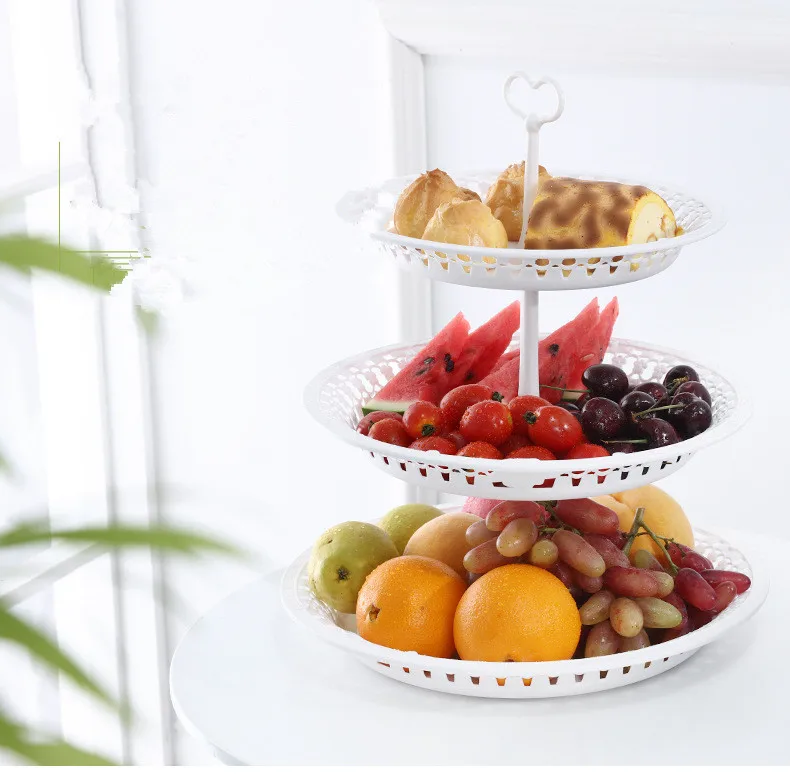1PC Round Fruit Cake Plate Nordic Style Pure Color New Hollow Candy Wedding Tray White OK 0811 | Дом и сад