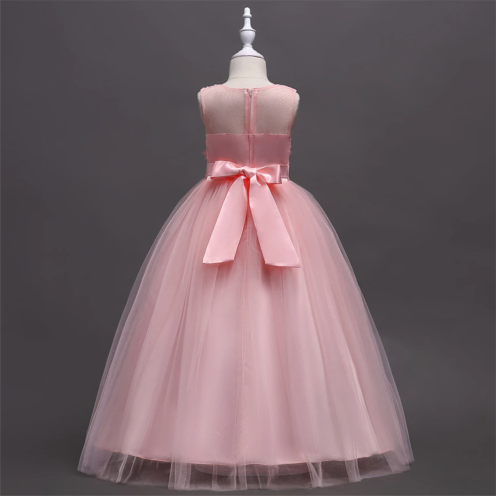 Yeedison 2018 New Girls Long Dress Summer Floral Bow Children Party Princess Ball Gown For Girls High Quality Kids Costume Dress (3)