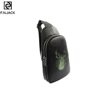 

F.N.JACK Designer Fanny Pack Chest Bag Genuine Leather Fashionable Mens Waistbag Single Shoulder Black Belt Bags Animal Prints