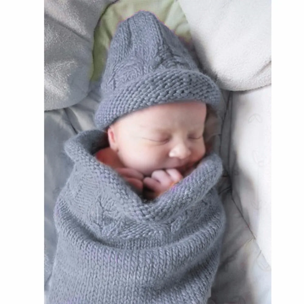 Свитер младенцев новорожденных Обёрточная бумага для пеленания Одеяло малышей вязать спальный мешок сна мешок коляска Обёрточная бумага