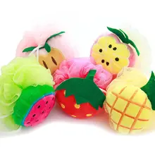 1 шт ребенок взрослый милый красочный мультфильм фрукты форма плюшевый сетчатый шар для ванны тела Очищающий мягкий душ губка щетка с крюком Bathro