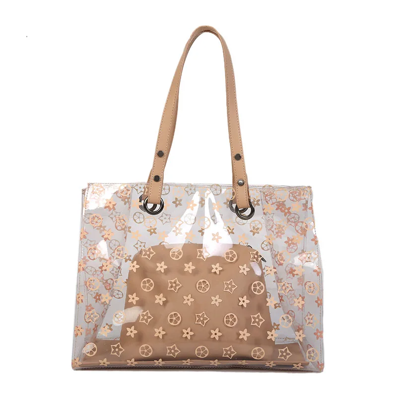 

Transparent women beach bag summer new fashion plastic child handbag lemon shoulder bag jelly big handbag designer Luxury Bolso