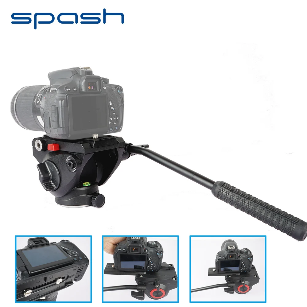 

spash Video Photography Fluid Drag Head Hydraulic Tripod Head Quick Release Plate Bubble Levels Panoramic Shooting Bird Watching