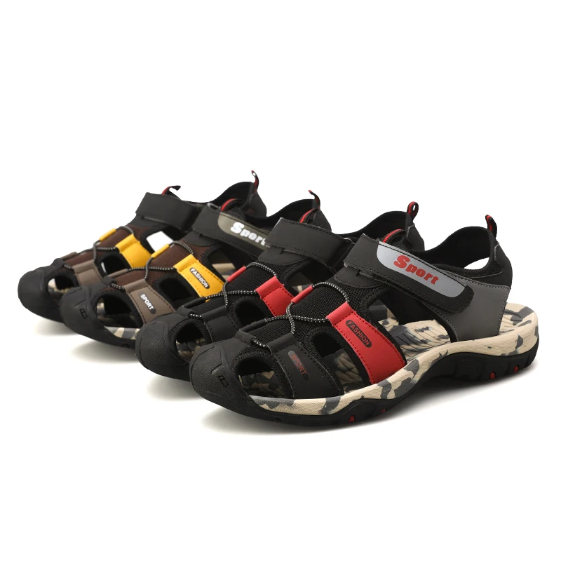 

2019 Summer Men's Shoes Black Sandals Flat Beach Sandals Light Weight Outdoor Sandals Beach Men Shoes Sneakers Sports